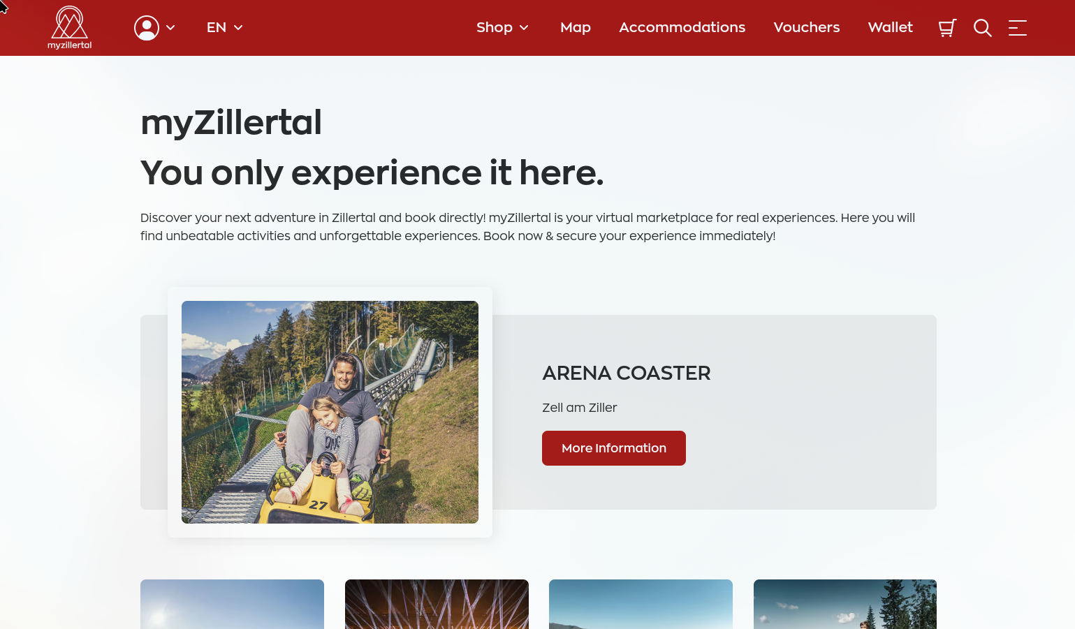myZillertal tourism marketplace homepage